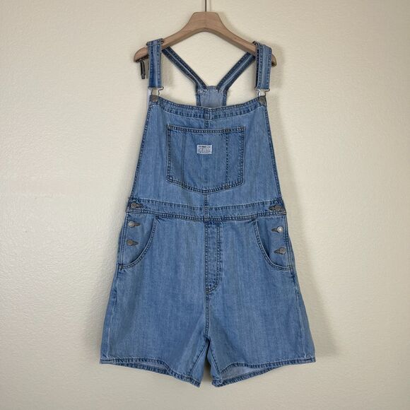Levi's Vintage Two Horse Brand Denim Women Size XL Shortalls Bib Overalls Shorts - Picture 4 of 8